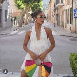 camila coelho White Halter Dress